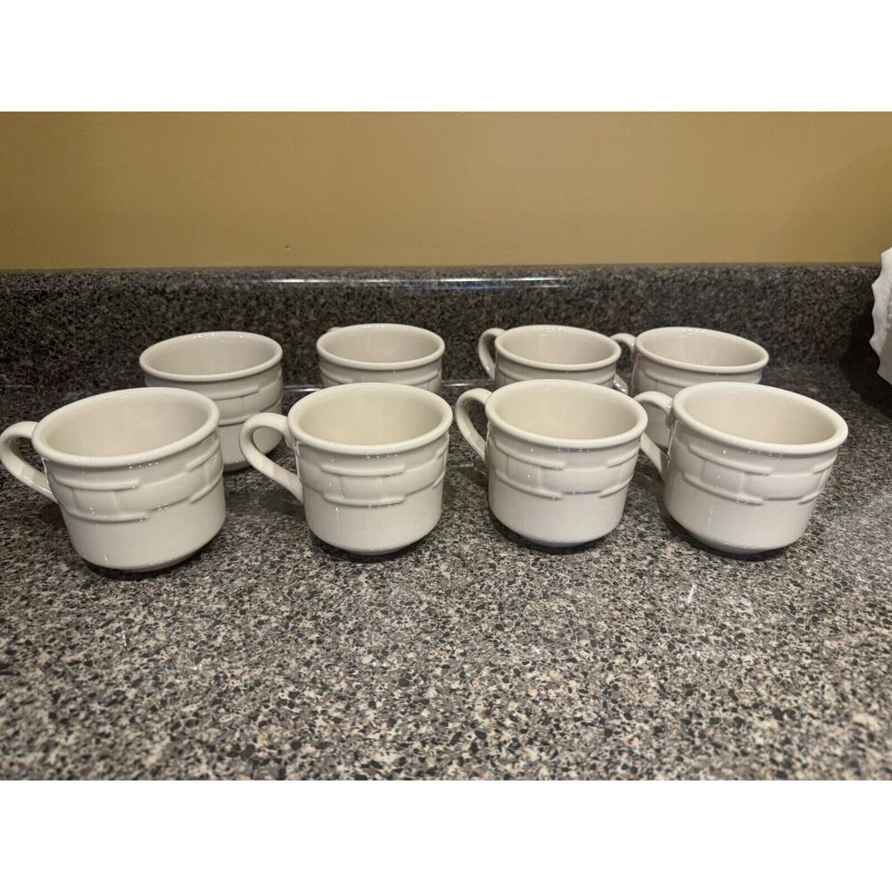 Longaberger Cream Ceramic Mugs - Set of 8